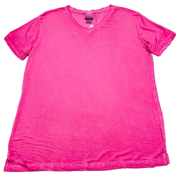 Mineral Wash Bubblegum Pink Slouchy V-tee - Picture 4 of 10